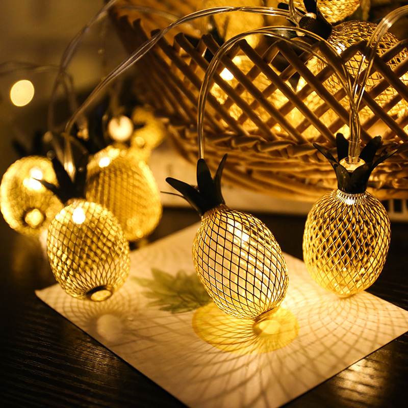 led铁艺菠萝灯串 复古凤梨串灯ins网红少女心房间装饰灯 厂家