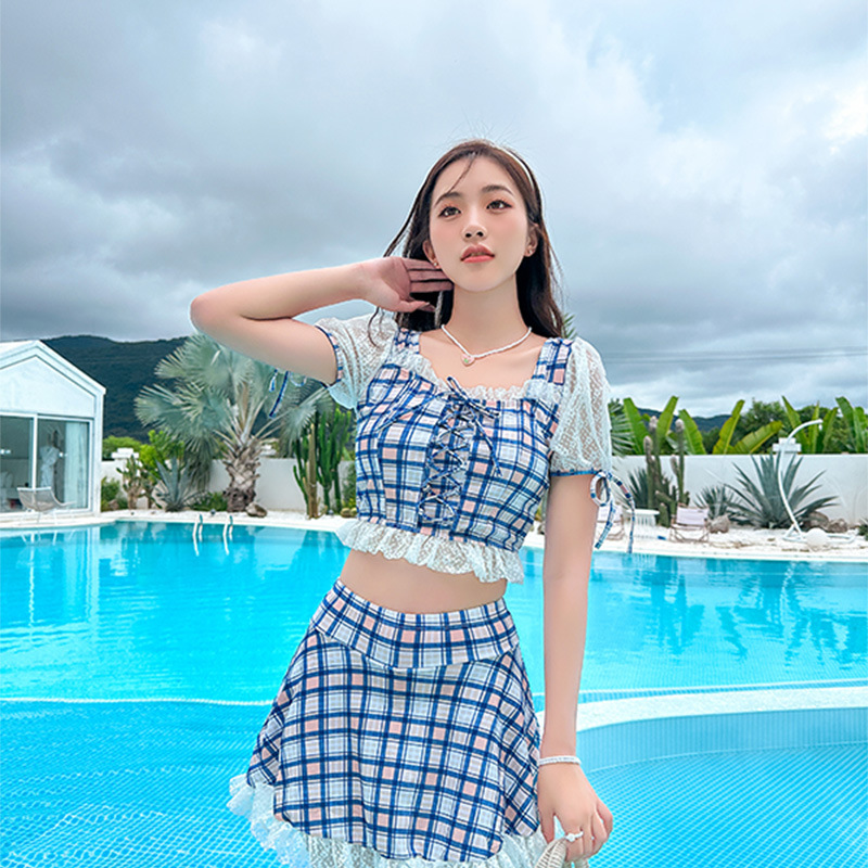 2023 New Swimsuit Women‘s Split Skirt Conservative Cover Belly Thin Student Korean Fairy Style Hot Spring