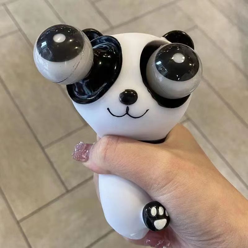 Tiktok Same Style Decompression Funny Panda Glaring Squeeze Eye Burst Panda Doll Vent Children's Toy Pressure Reduction Toy