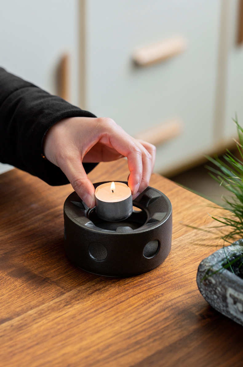 黑陶茶具蜡烛煮茶炉温茶炉花茶壶加热底座陶瓷保温暖茶日式温茶器