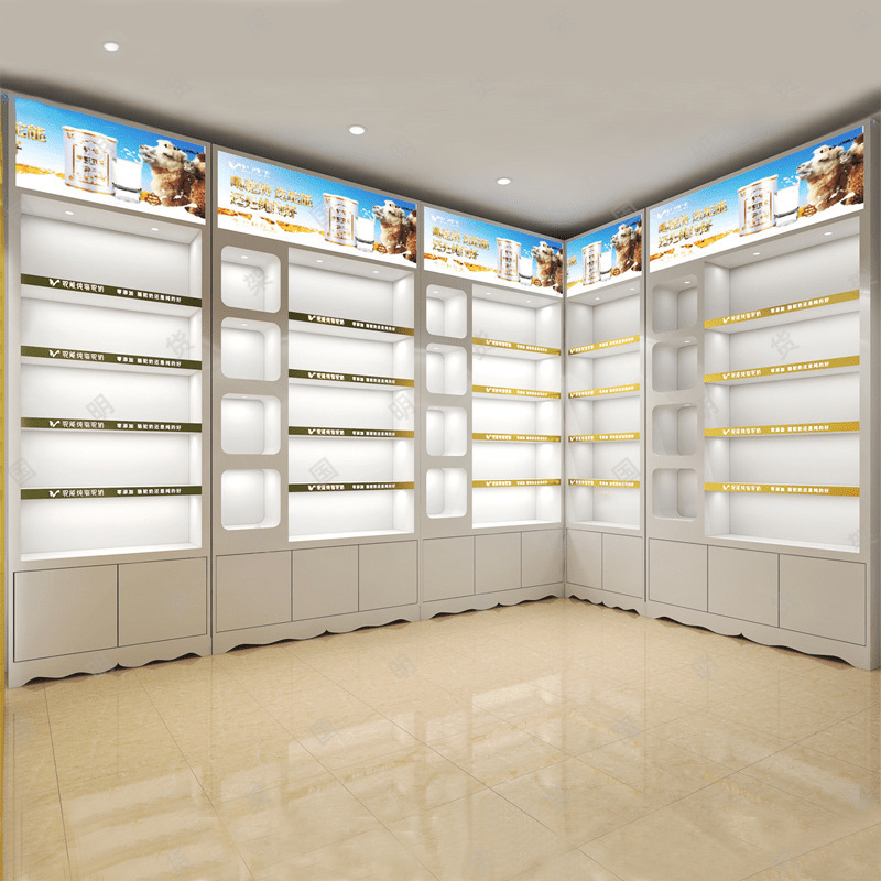 全店设计奶粉陈列架中岛柜活动展厅柜子母婴店展示柜连锁店置物架