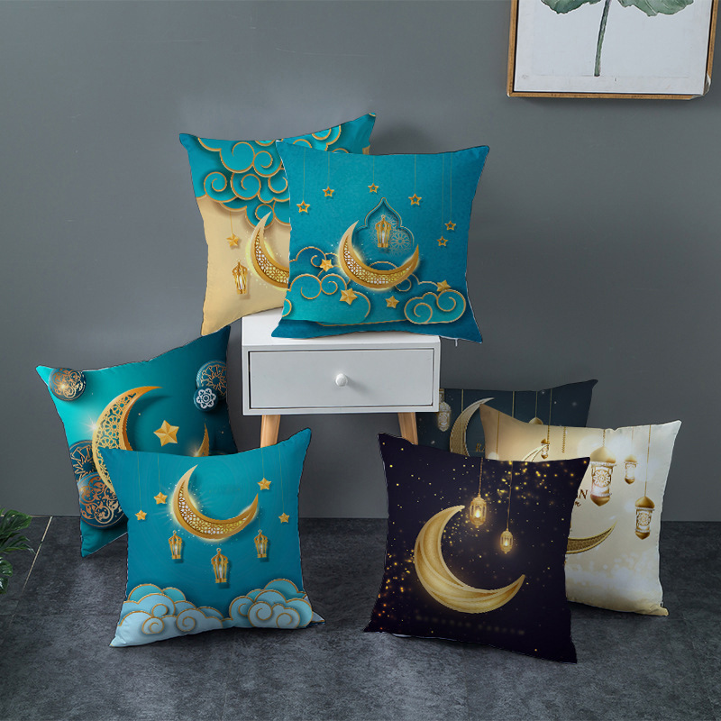 Cross-Border Festival Peach Skin Fabric Pillow Cover Ethnic Style Starry Sky Moon Bedside Cushion Home Sofa Cushion Cover Wholesale