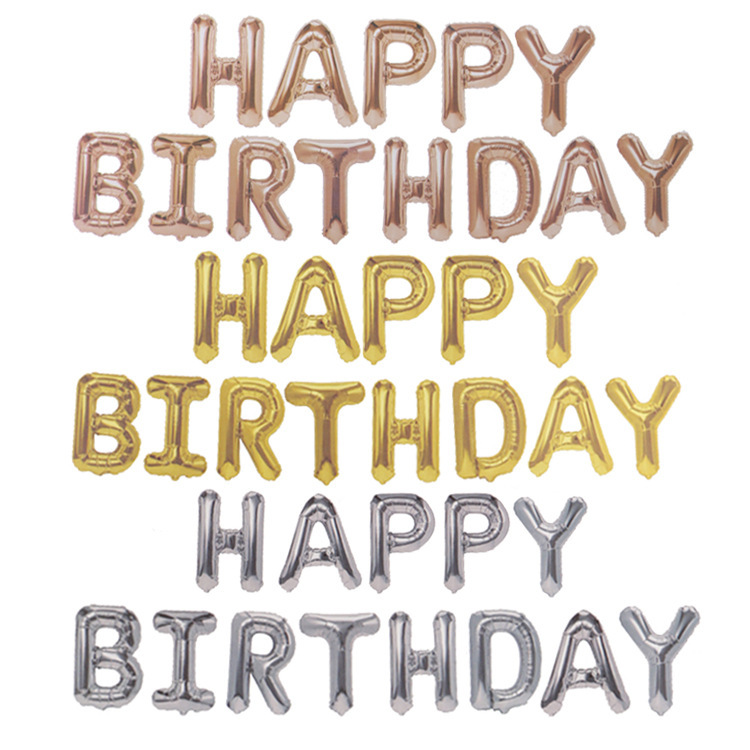 16-Inch Happy Birthday Letter Balloon Set Happy Birthday Aluminum Balloon Happy Birthday Banner