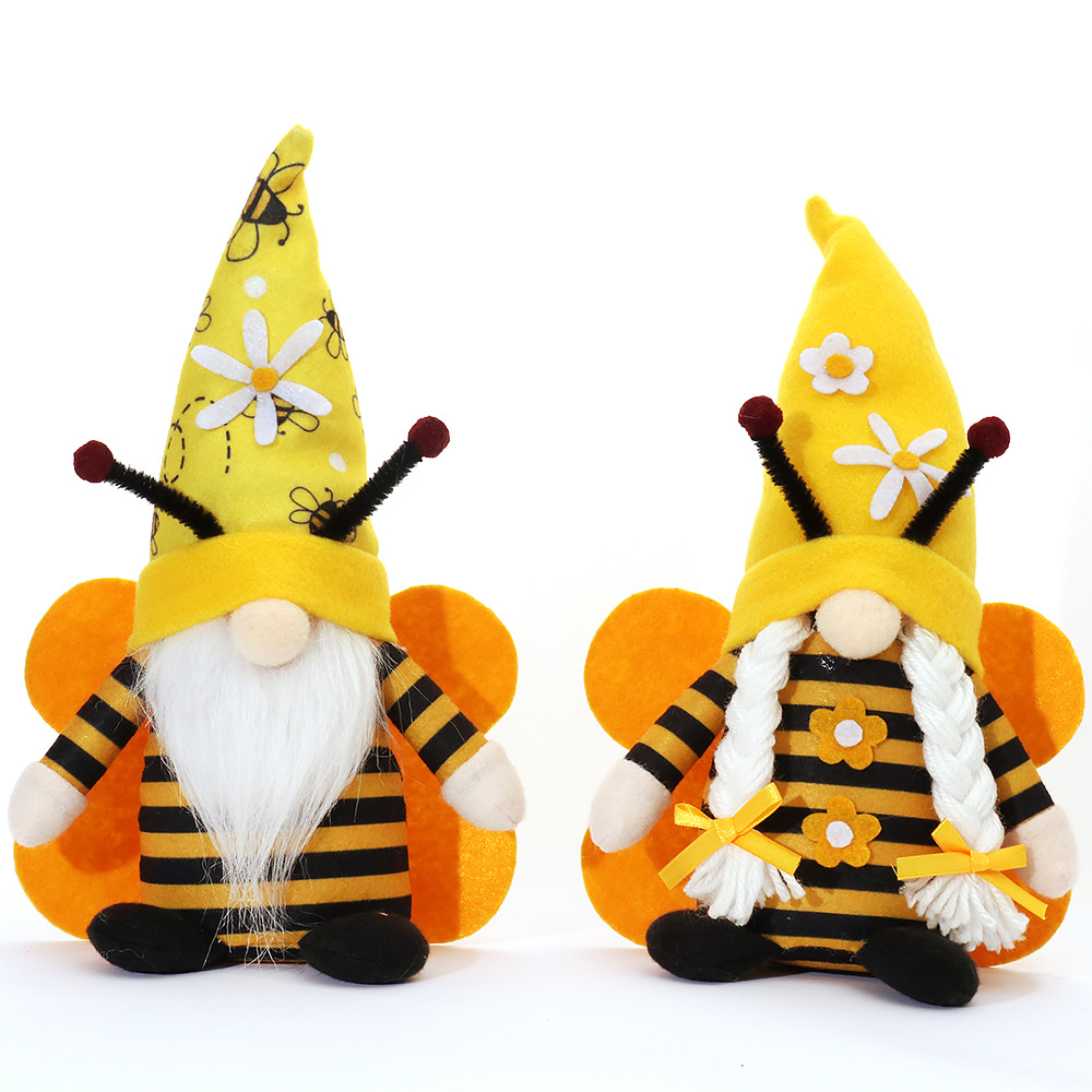 Mingguan New Bee Festival Scene Dress up Props Striped Bee with Wings Forest Man Couple Doll Ornaments