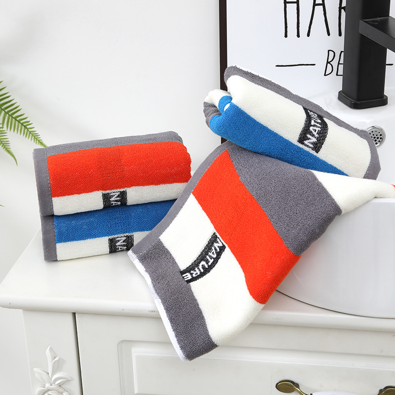 100% Cotton Towel Household and Face Wash Thick Absorbent Color Stripes Towel Adult Boys Bath Towel Wholesale Gift Towel