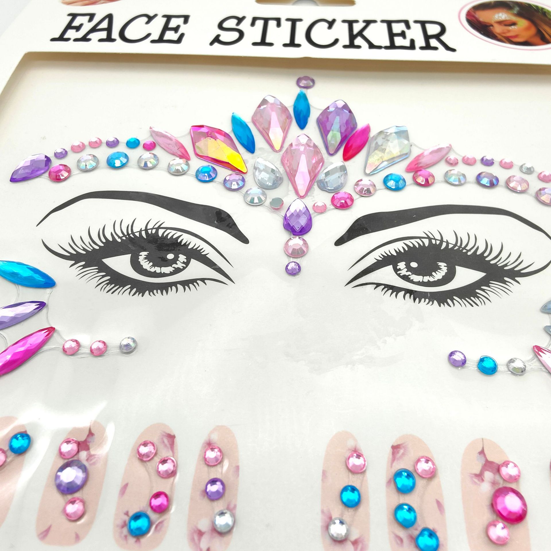 Acrylic Disco Dancing EDM Music Festival Ornament Stick-on Crystals Flashing Rhinestone Light European and American Style Creative Makeup Face Pasters Nail Sticker