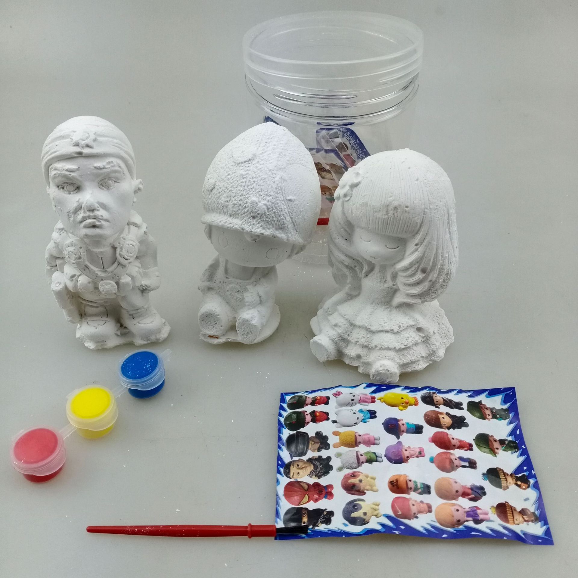2元批发 学习大桶装石膏小人 描画画玩具 涂鸦 彩绘 沙画水彩娃娃