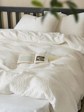 现代简约纯色全棉床单四件套纯棉双层大提花柔软被套床上用品1.8m