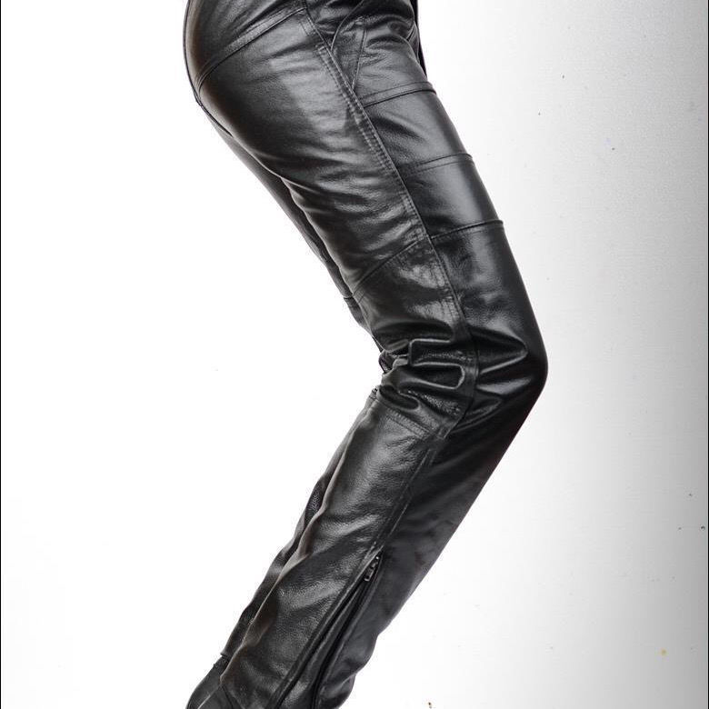 裤子男牛皮保暖机车皮裤摩托车裤子男士户外骑行高腰防风男士