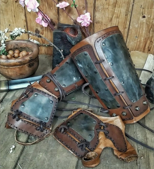 欧洲中世纪武士pu皮系带护腕手套舞台剧表演cosplay摄影写真道具