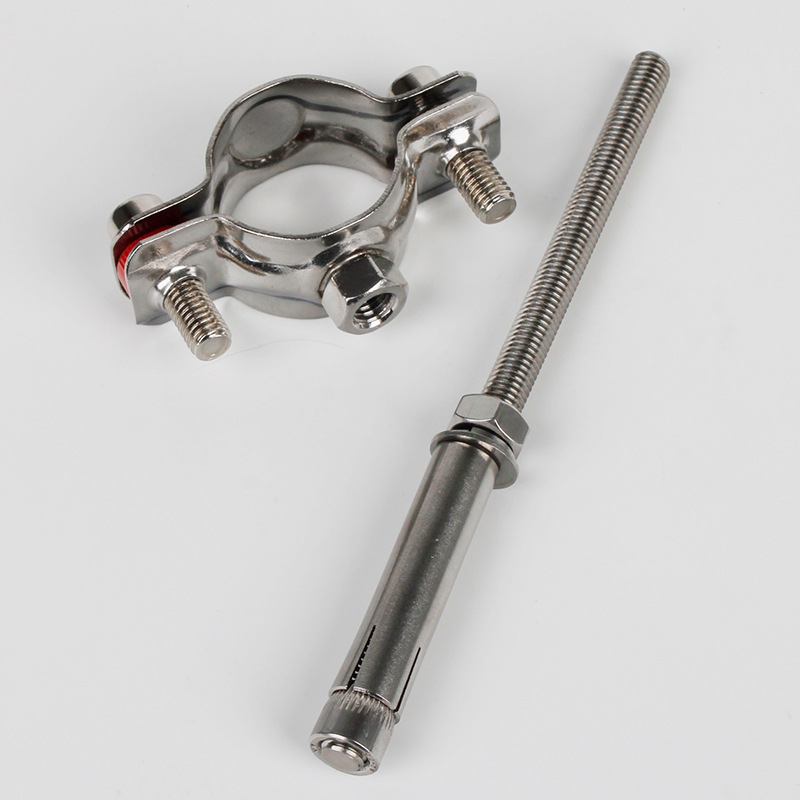 304不锈钢固定管支架膨胀丝杆卡扣夹管卡抱箍管夹水管卡子pvc卡箍