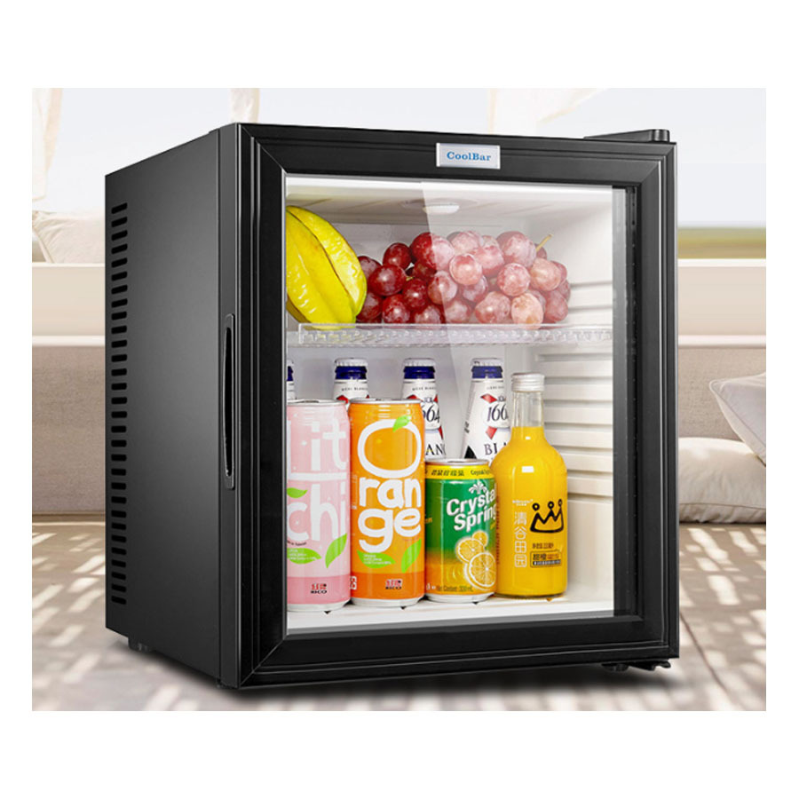 酒店客房迷你静音冷藏小冰箱冰柜透明玻璃门冷藏柜茶叶保鲜柜30l