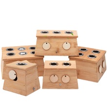 竹制艾灸盒单孔多孔温灸盒家用便携式随身灸盒艾灸助推器厂家批发