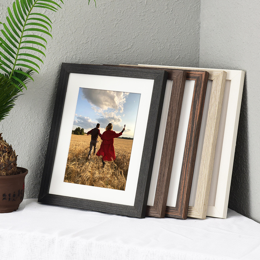 实木相框贴皮复古亚马逊8*10寸 11*17寸木质摆台挂墙