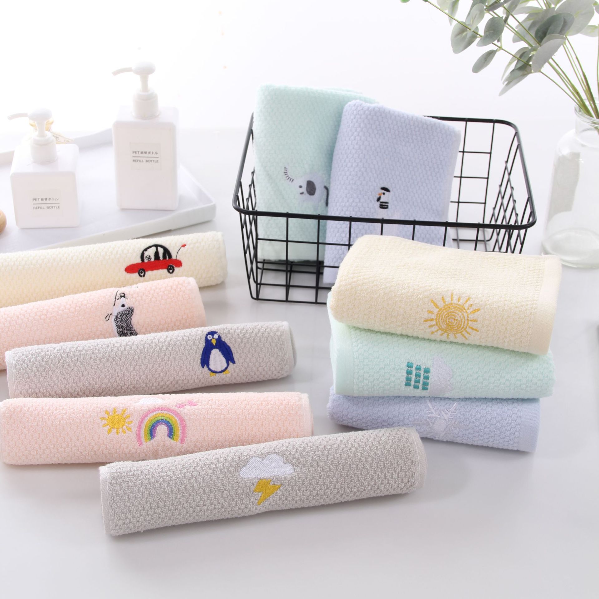 Factory Cotton Kids' Towel Pure Cotton Student Household Little Face Towel Soft Absorbent Face Washing Towel Order Logo