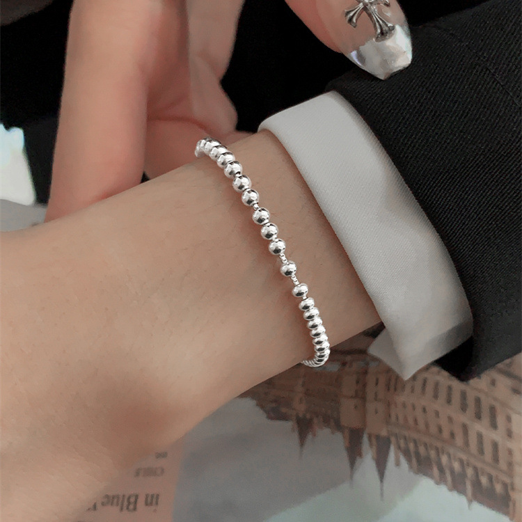 tiqi fashion all-match special-interest design high-grade hand 925 sterling silver bean bracelet light bead round beads bracelet bracelet