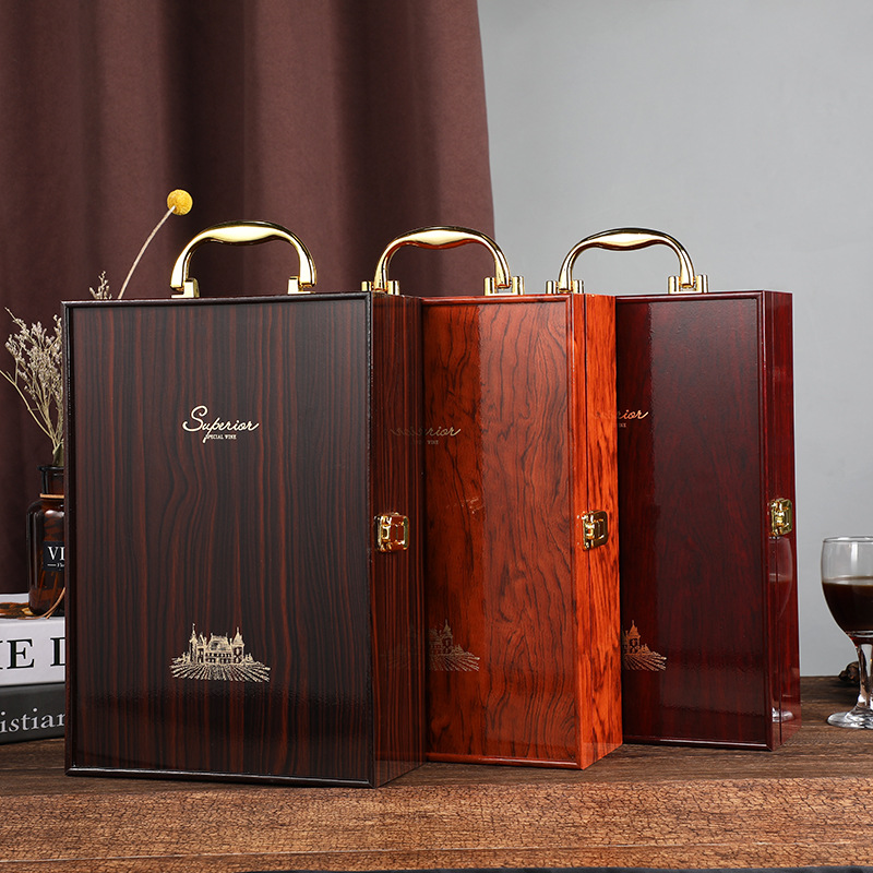 厂家直供钢琴烤漆红酒盒仿红木两只装葡萄酒礼盒红酒木盒可加logo