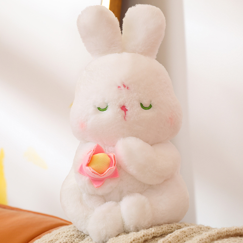 新品可爱佛系兔子公仔抱枕布娃娃莲花坐垫靠枕少女心玩偶毛绒玩具