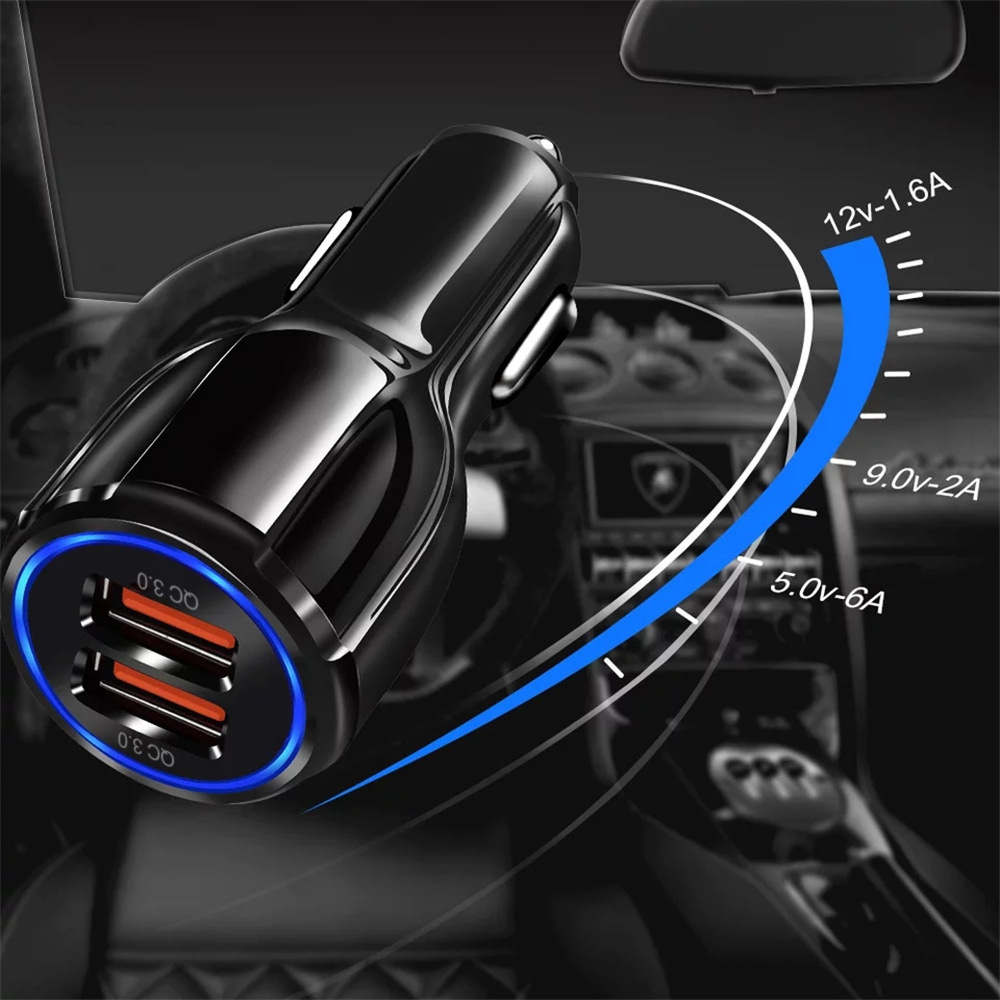 2A 30W 38W Qc3.0 Car Charger Fast Charge Car Fast Charge Head Cigarette Lighter One Drag Two Flash Charge Car Charger Batch