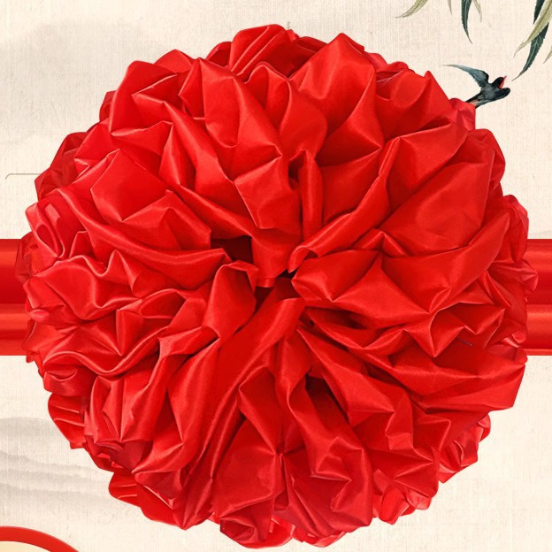 大红花球汽车新车交车大红花结婚大门绸布奠基表彰开业剪彩红绣球