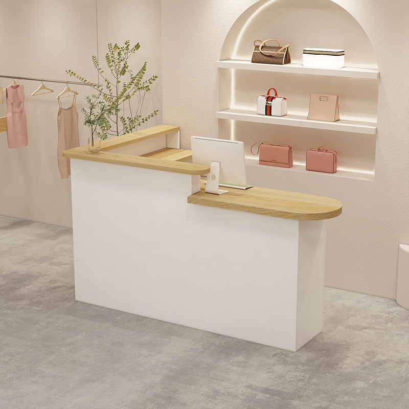 服装店收银台柜台简约现代小型女装美甲店铺吧台桌美容院l型前台