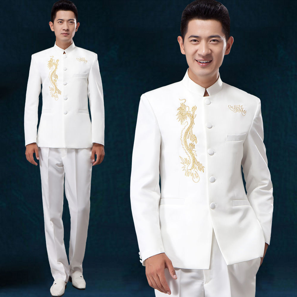 中山装男装男士青年修身中式演出服婚礼宴会中华立领西装礼服唐装