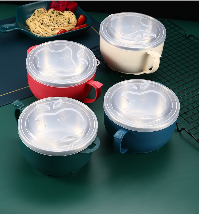 不锈钢泡面碗大容量学生饭盒带盖密封上班族快餐杯沙拉碗可印logo