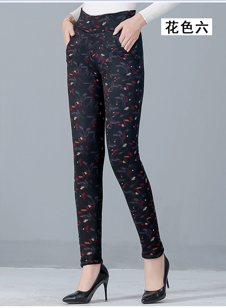 中老年人加绒裤子妈妈保暖棉裤冬季女士驼绒棉裤女加厚外穿高腰冬