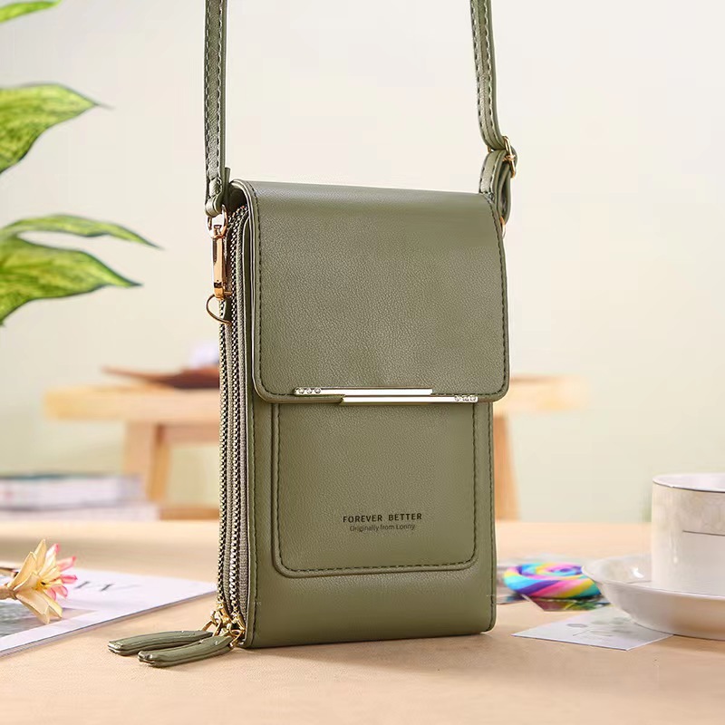 Touch Screen Mobile Phone Bag Simple Wallet Shoulder Bag Crossbody Bag Women's Bag Double Pull Veil Customizable