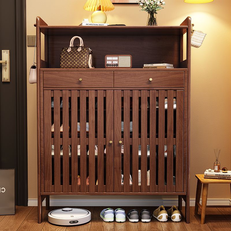 实木家用门口大容量多层鞋柜入户靠墙玄关柜一体简易经济型收纳柜