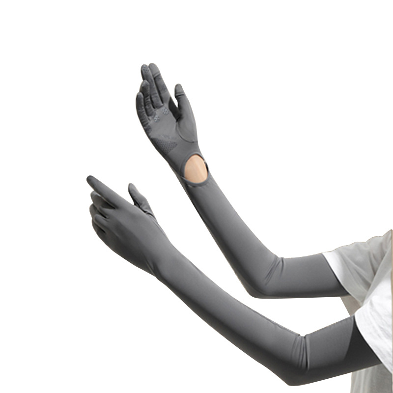 Summer Sun Protection Oversleeve Women's Uv Protection Ice Silk Gloves Non-Slip Touch Screen Hand Sleeve Outdoor Sports Arm Protection Sleeve