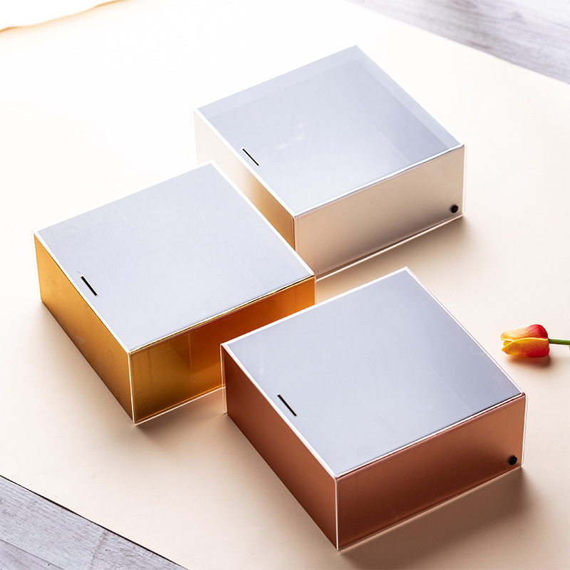 秉信新品透明亚克力翻盖花盒心悦水晶盒鲜花包装礼盒手捧花盒批发