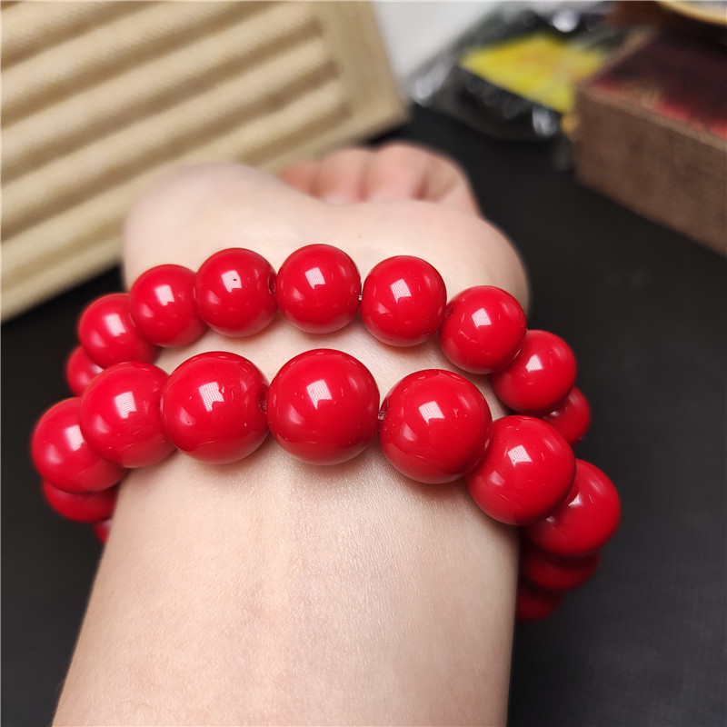 Factory Wholesale Imitation Cinnabar Red Bracelet Birth Year Buddha Beads Red Rosary Bracelet Men and Women Small Gifts
