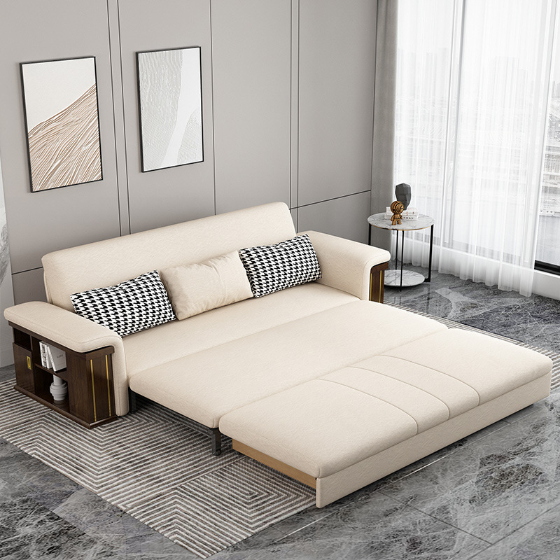 多功能布艺沙发床可折叠储物双人三人小户型经济型茶几一体两用床