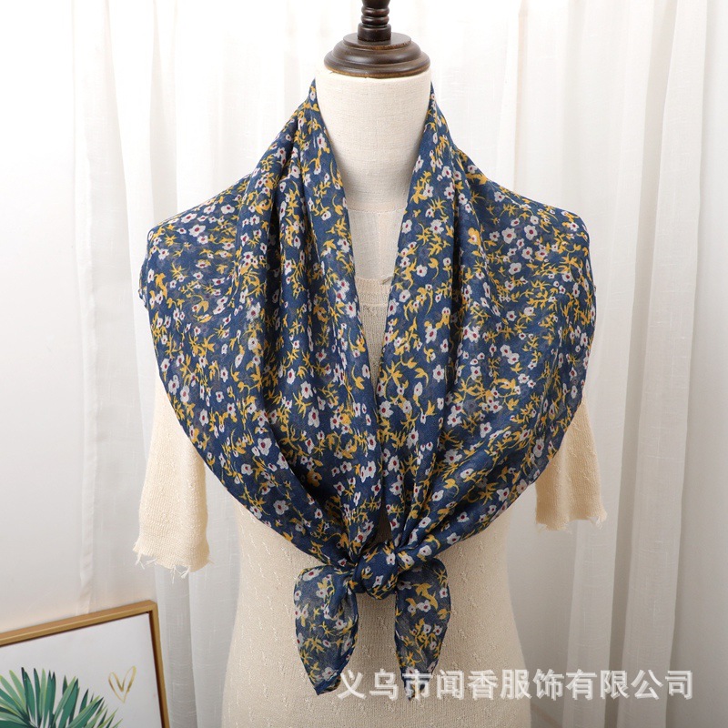 Autumn and Winter New Ethnic Style Square Scarf 90cm Minority Closed Toe Scarf Veil Sun Protection Dust Proof Scarf Silk Scarf