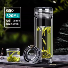 水宜生双层玻璃杯男2025新款茶杯水杯男高档纯钛商务泡茶杯礼盒装