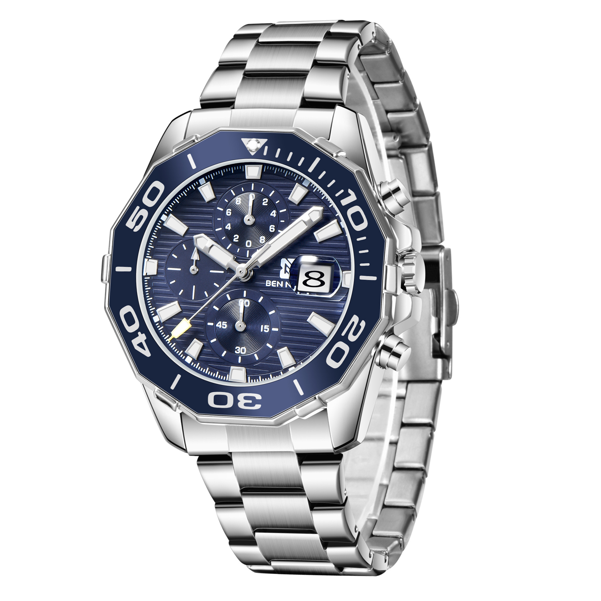 本尼维品牌外贸石英运动手表 男士高端商务多功能非机械腕表watch