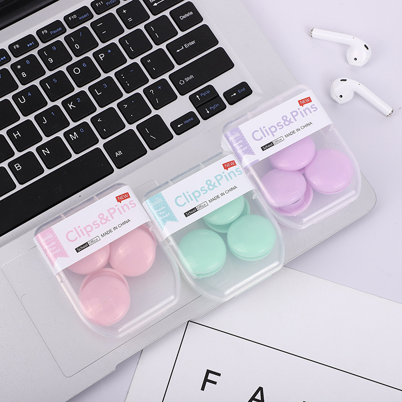 INS Style Macaron Color Boxed Clip Creative Set Boat Needle Wholesale Plastic Office Binding Paper Clip