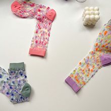 【独立包装】韩版彩色点点网纱玻璃丝中筒袜透明薄款波点卡丝袜子
