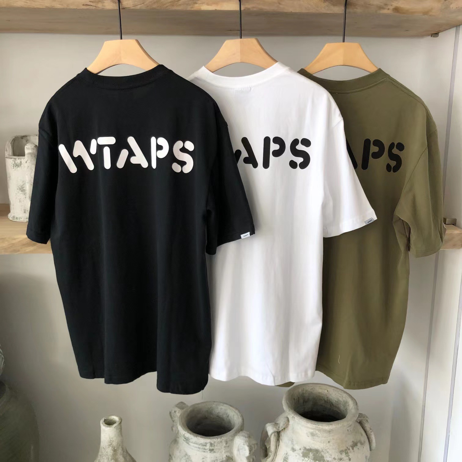 潮牌wtaps隐藏logo夏季短袖日系潮牌西山彻宽松军事风短袖t恤潮男