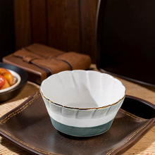 新款饭碗金边轻奢餐具北欧碗具日式复古碗盘陶瓷碗家用米饭碗面碗