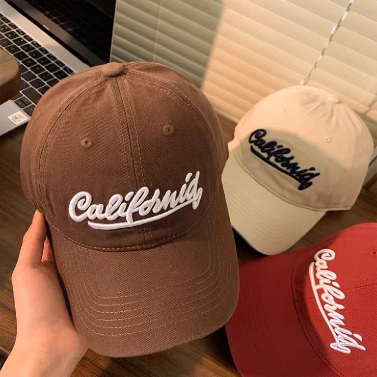 duke大头围棒球帽女美式复古字母软顶显脸小情侣百搭防晒鸭舌帽子