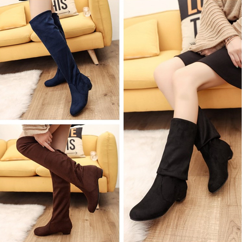 过膝长靴女鞋子女靴子女2021年新款中筒长款长筒靴百搭平底秋冬季