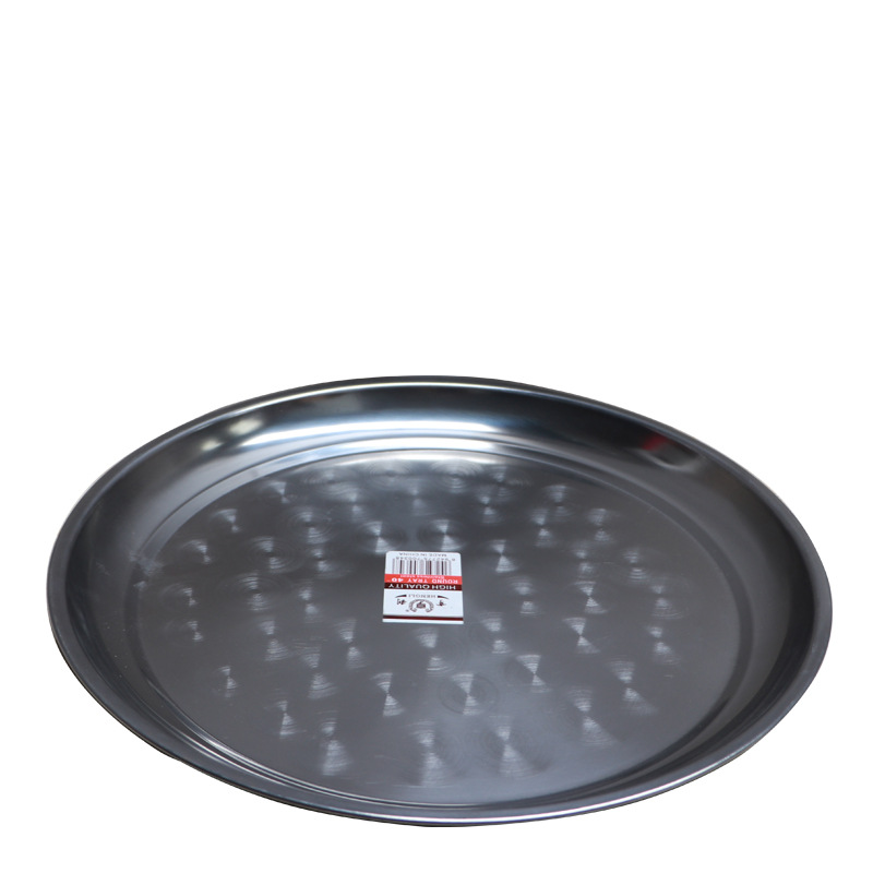 批发加厚不锈钢大圆盘圆形浅盘平底盘大号圆托盘商用酒店餐厅多用