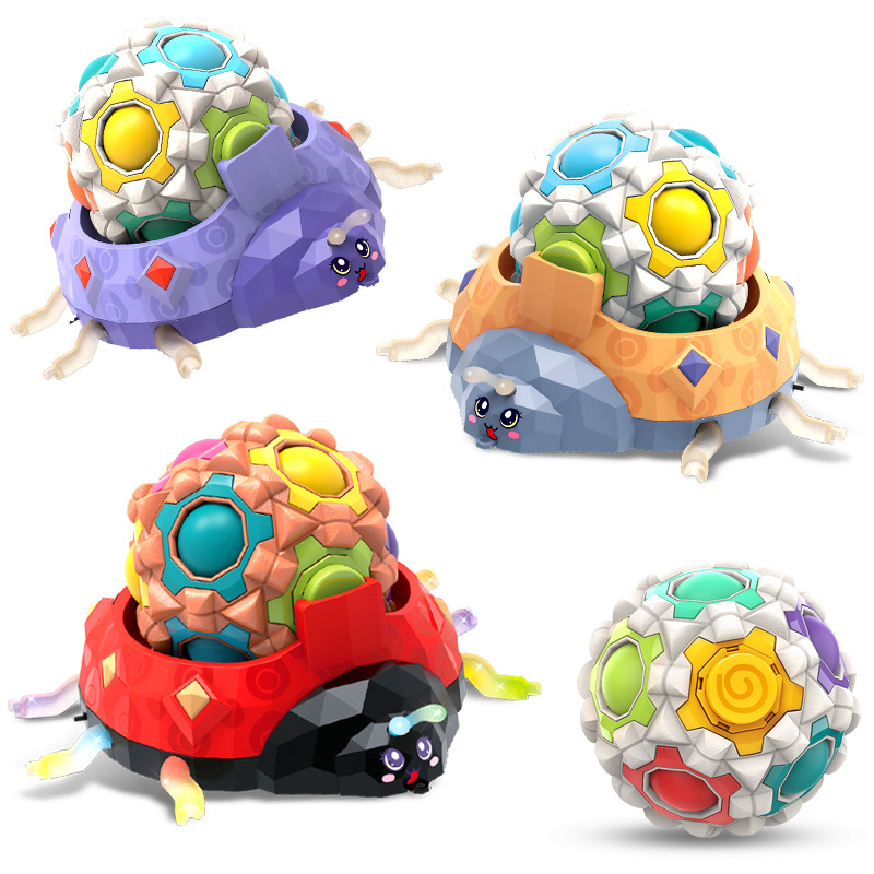 Cross-Border LADYBIRD Fingertip Rotating Decompression Pressure Reduction Toy Handheld Roller Massage Cube Scooter Toy