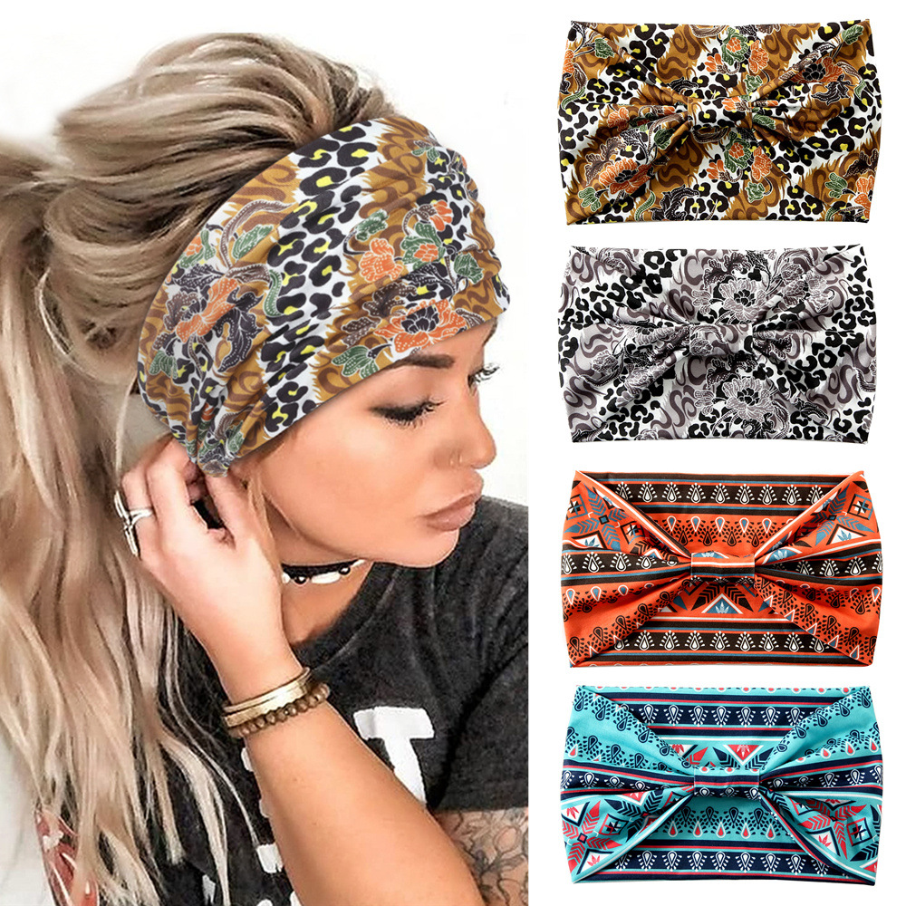 European and American Cross-Border New Hair Band Elastic Wide-Brimmed Sports Headband Yoga Hair Band Women's Hair Band Sweat-Absorbent Headscarf