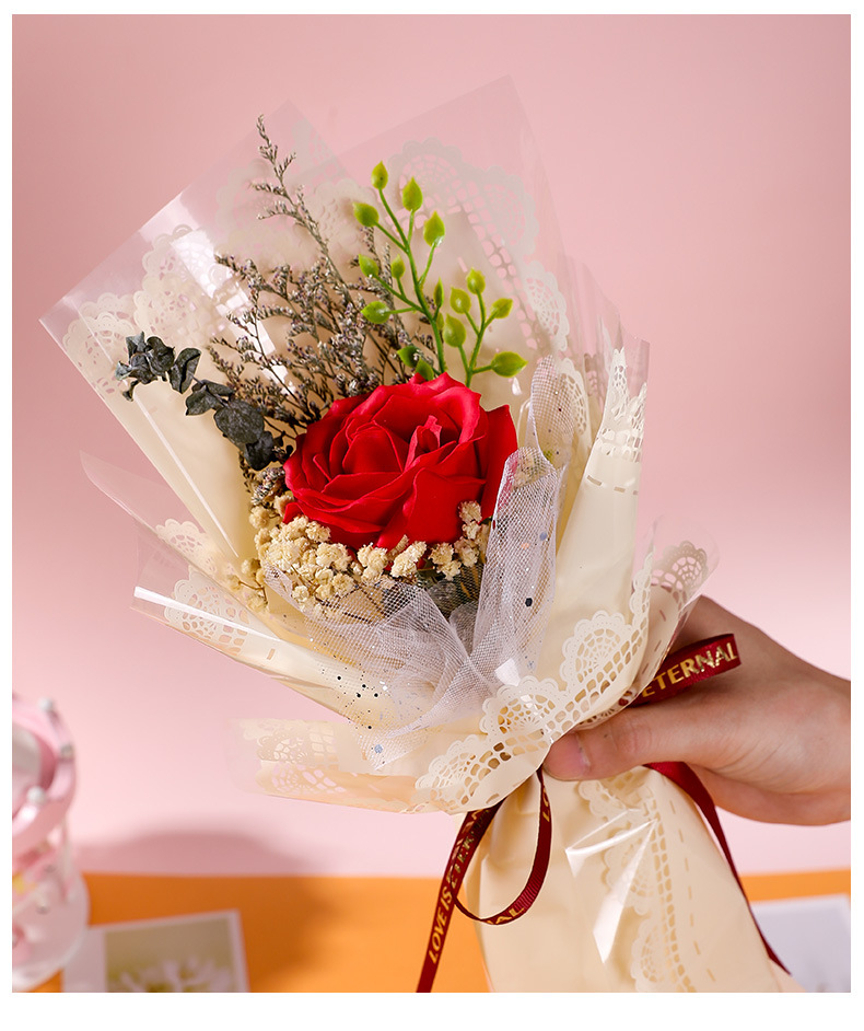 七夕礼物满天星单支花花束情人节玫瑰花束生日礼物女生厂家批发