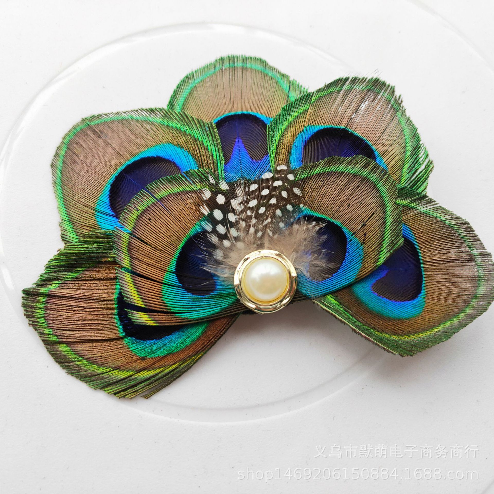 演饰影楼发饰品新娘羽毛发夹孔雀头花韩式结婚额头饰婚纱礼服配饰