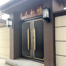 中式别墅乡村庭院双开门大门铸铝防盗门四开锌合金农村对开门铜门