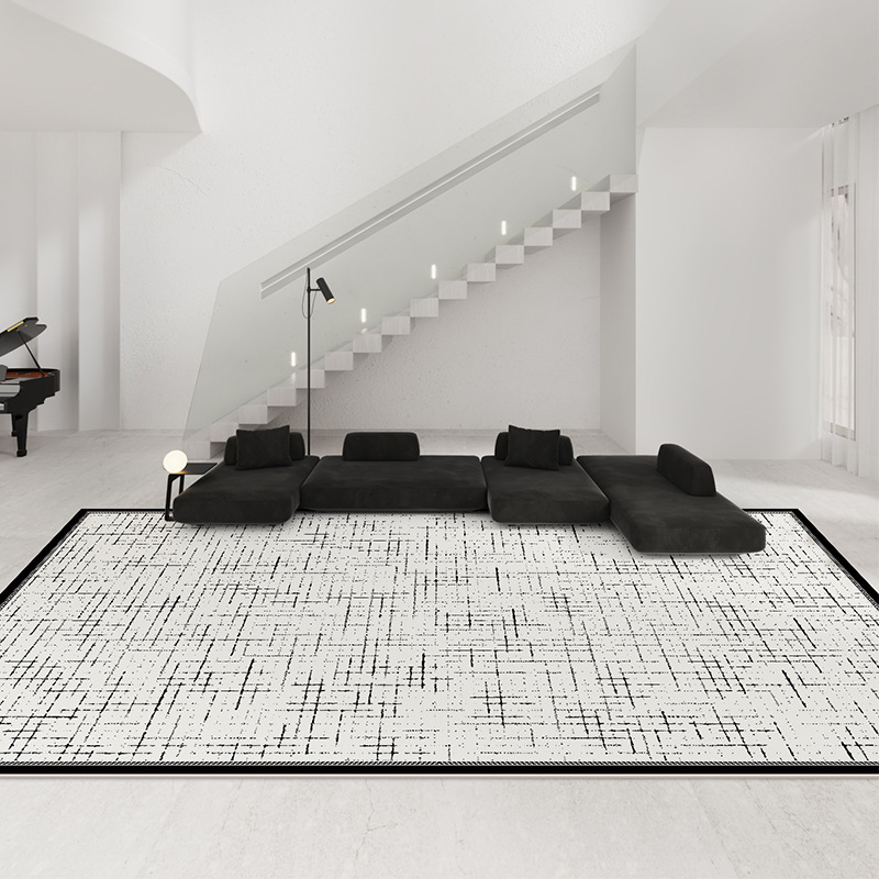 classic style black and white waterproof carpet living room loop velvet bedside blanket 2023 new simple wholesale bedroom carpet full shop